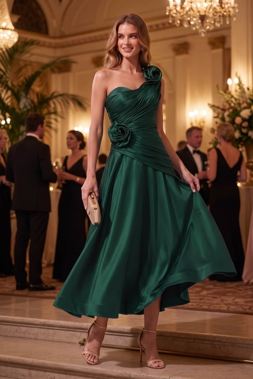 A-Line Ankle Length Satin Special Occasion Dress CS1099
