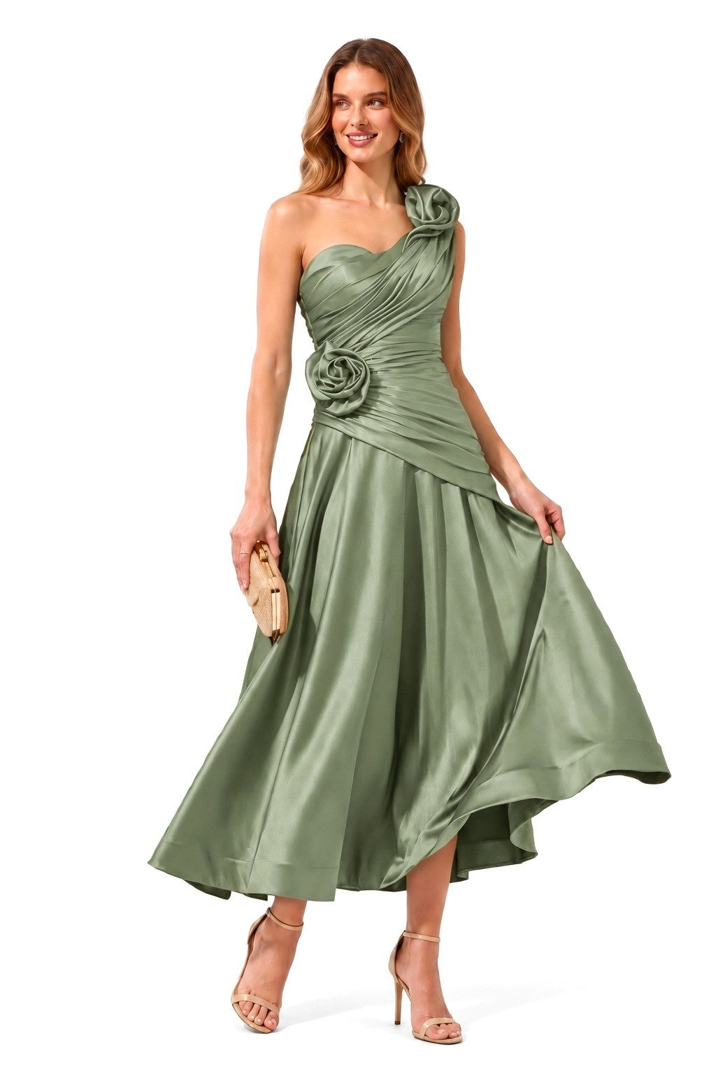 A-Line Ankle Length Satin Special Occasion Dress CS1099