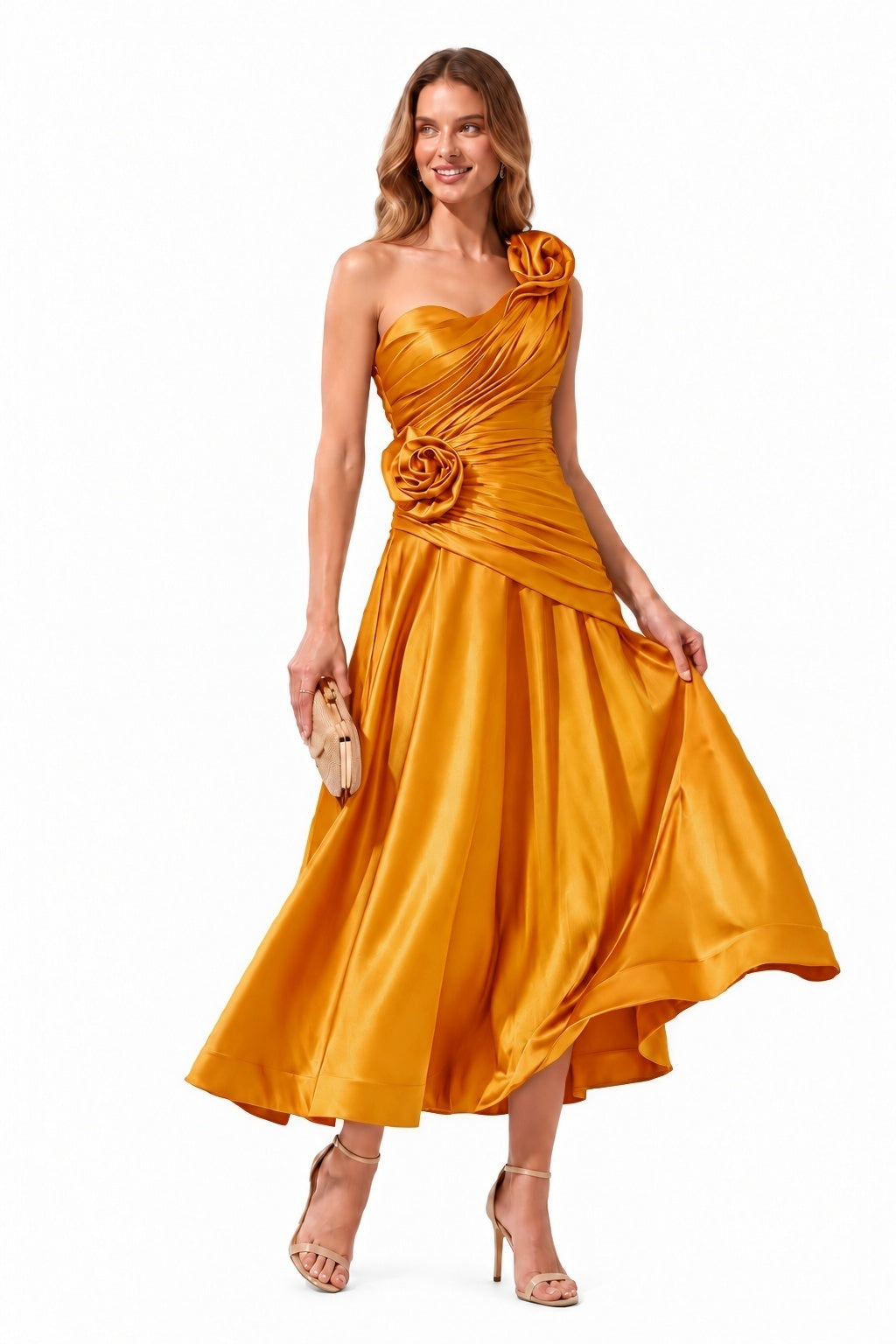 A-Line Ankle Length Satin Special Occasion Dress CS1099