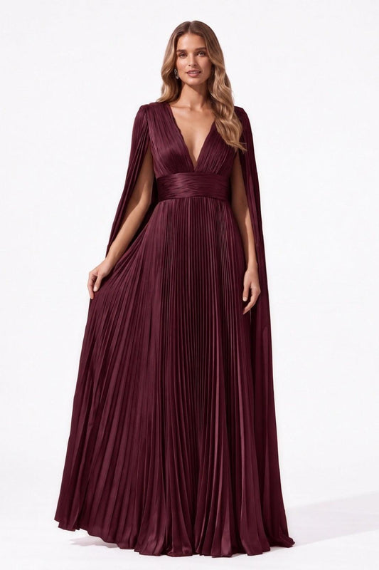 A-Line Floor Length Acetate Satin Special Occasion Dress CS1101 - Wine - COCOMELODY