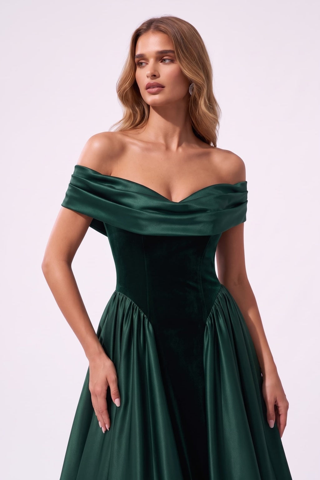 A-Line Tea Length Satin Velvet Special Occasion Dress CS1102
