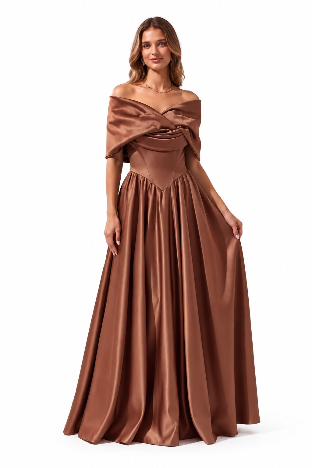 A-Line Floor Length Satin Special Occasion Dress CS1103