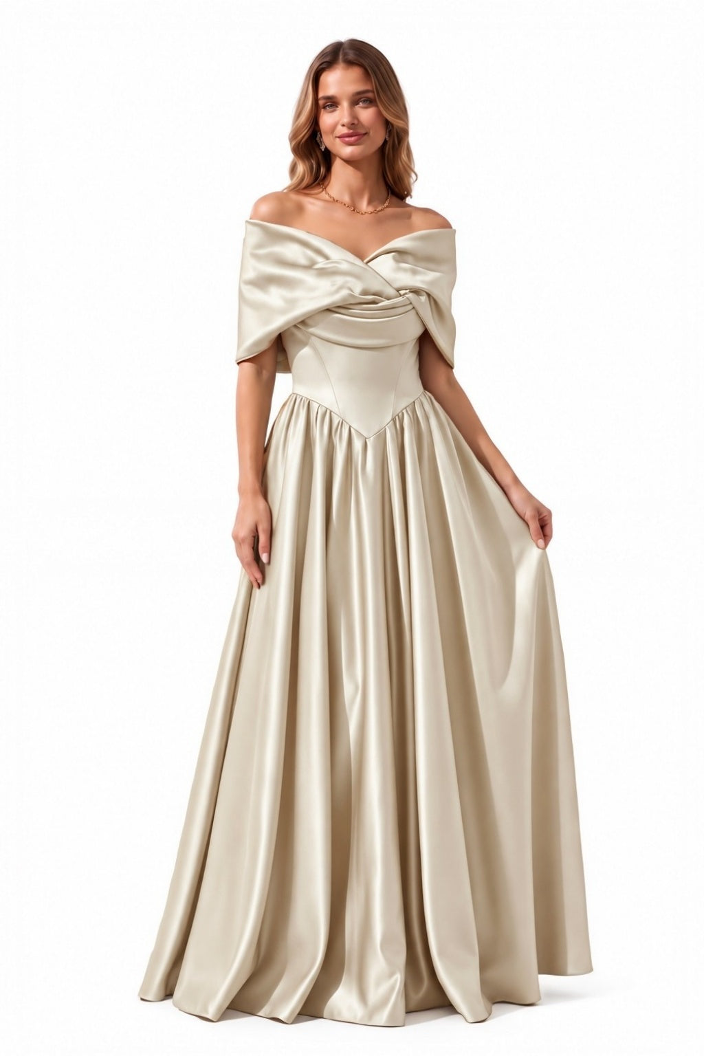 A-Line Floor Length Satin Special Occasion Dress CS1103