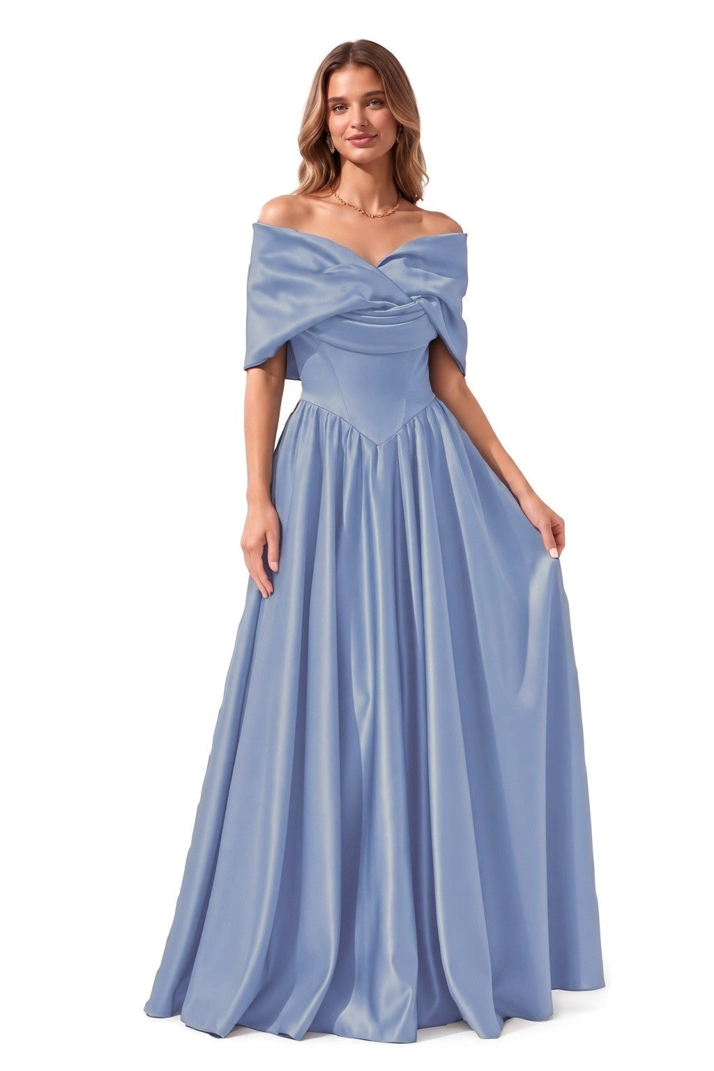 A-Line Floor Length Satin Special Occasion Dress CS1103
