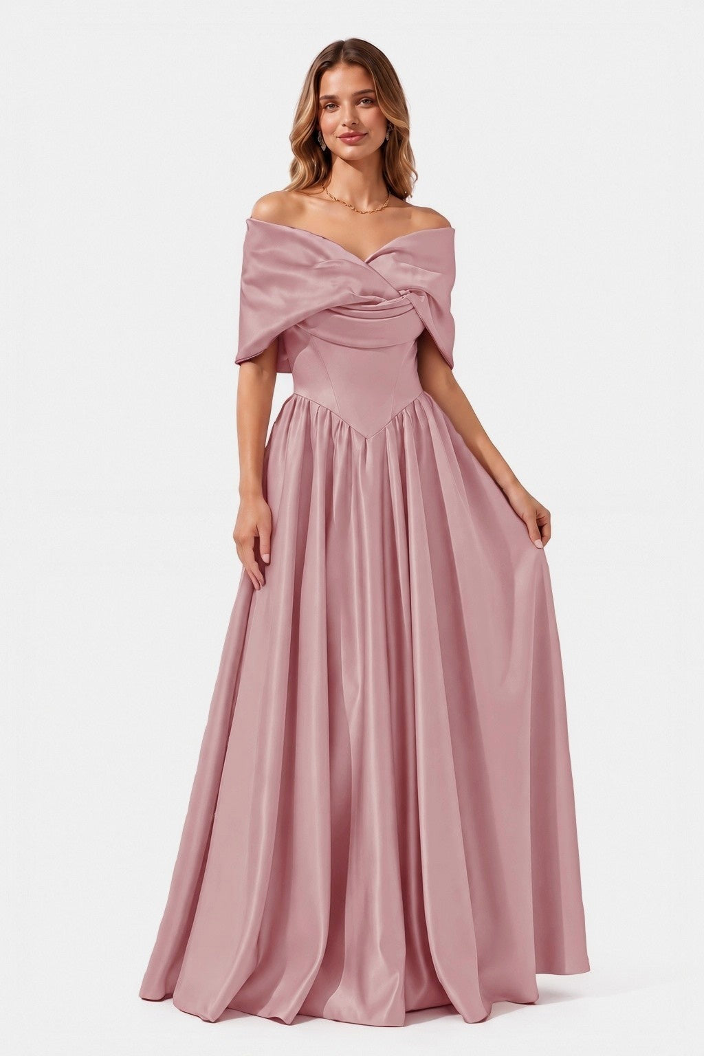 A-Line Floor Length Satin Special Occasion Dress CS1103