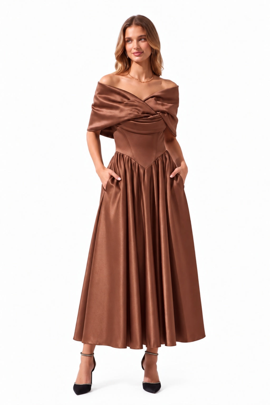 A-Line Ankle Length Satin Special Occasion Dress CS1104