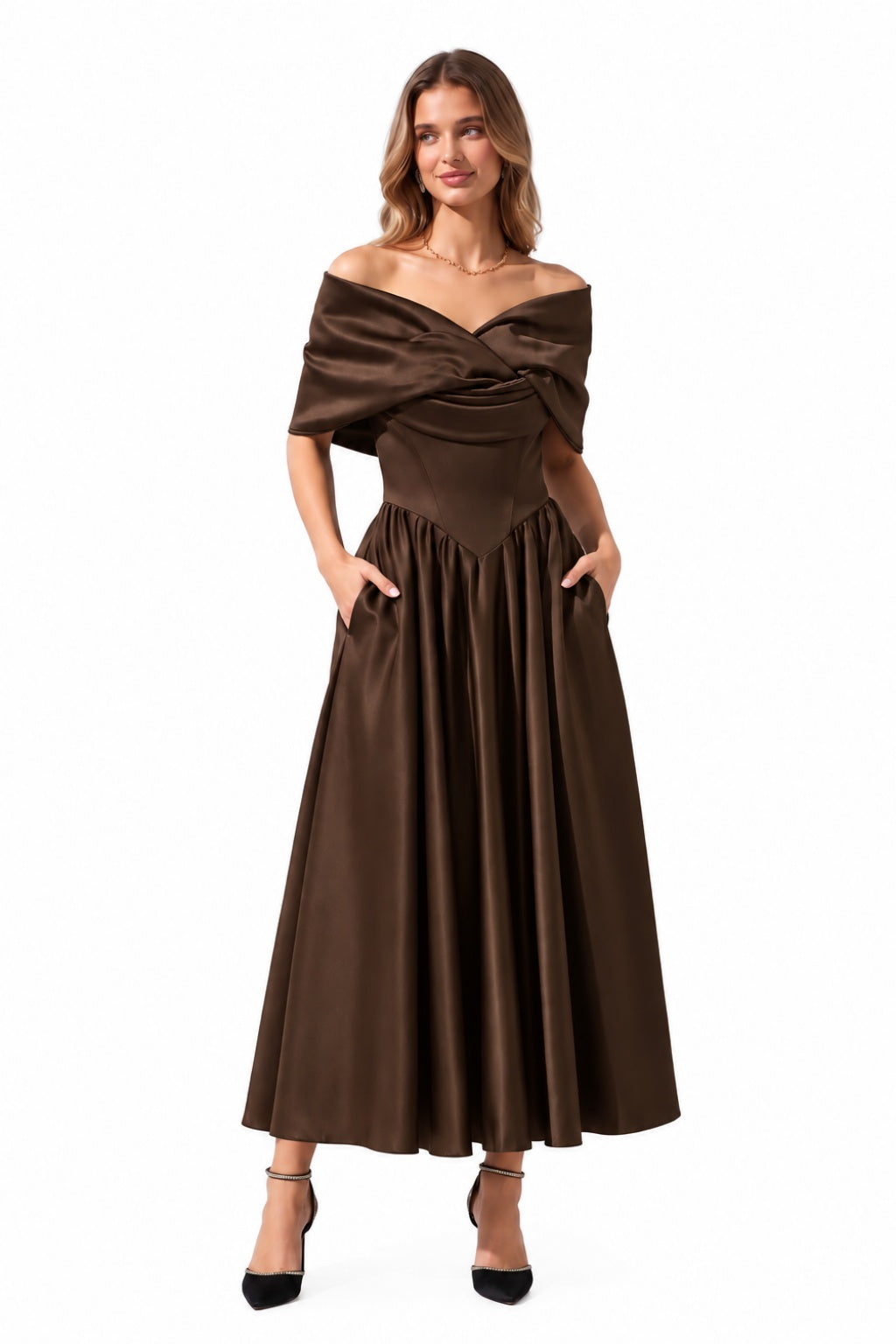 A-Line Ankle Length Satin Special Occasion Dress CS1104