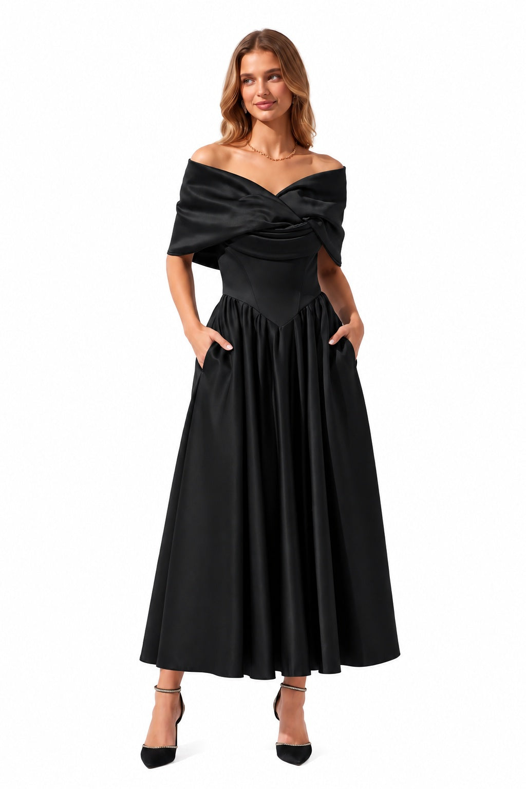 A-Line Ankle Length Satin Special Occasion Dress CS1104