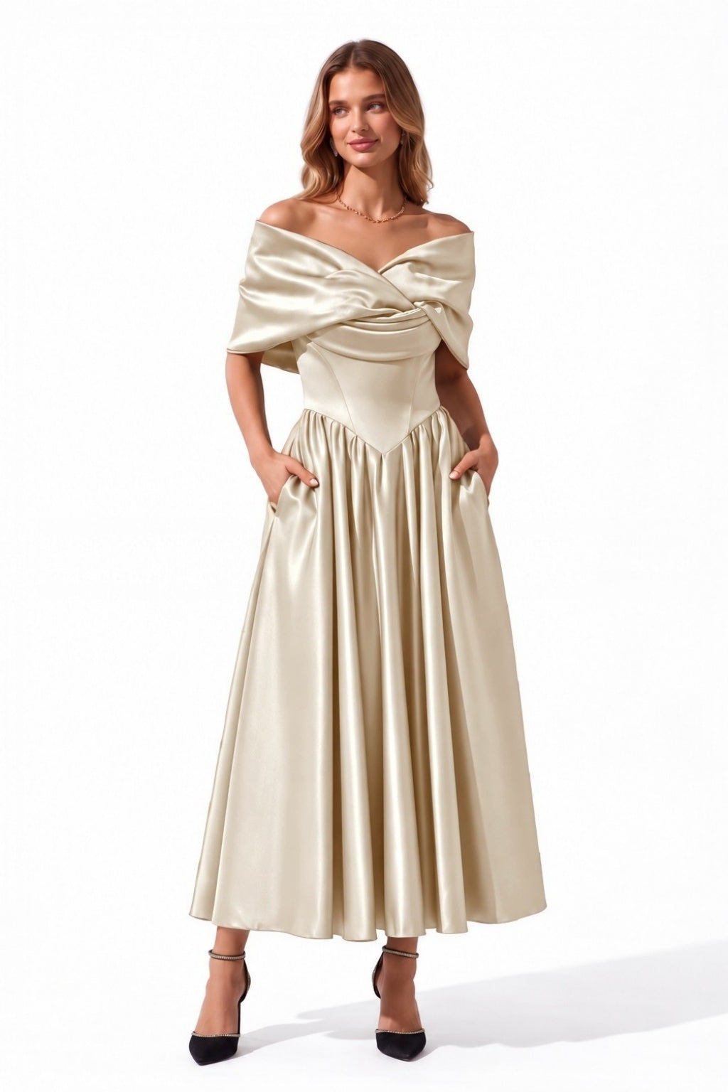 A-Line Ankle Length Satin Special Occasion Dress CS1104