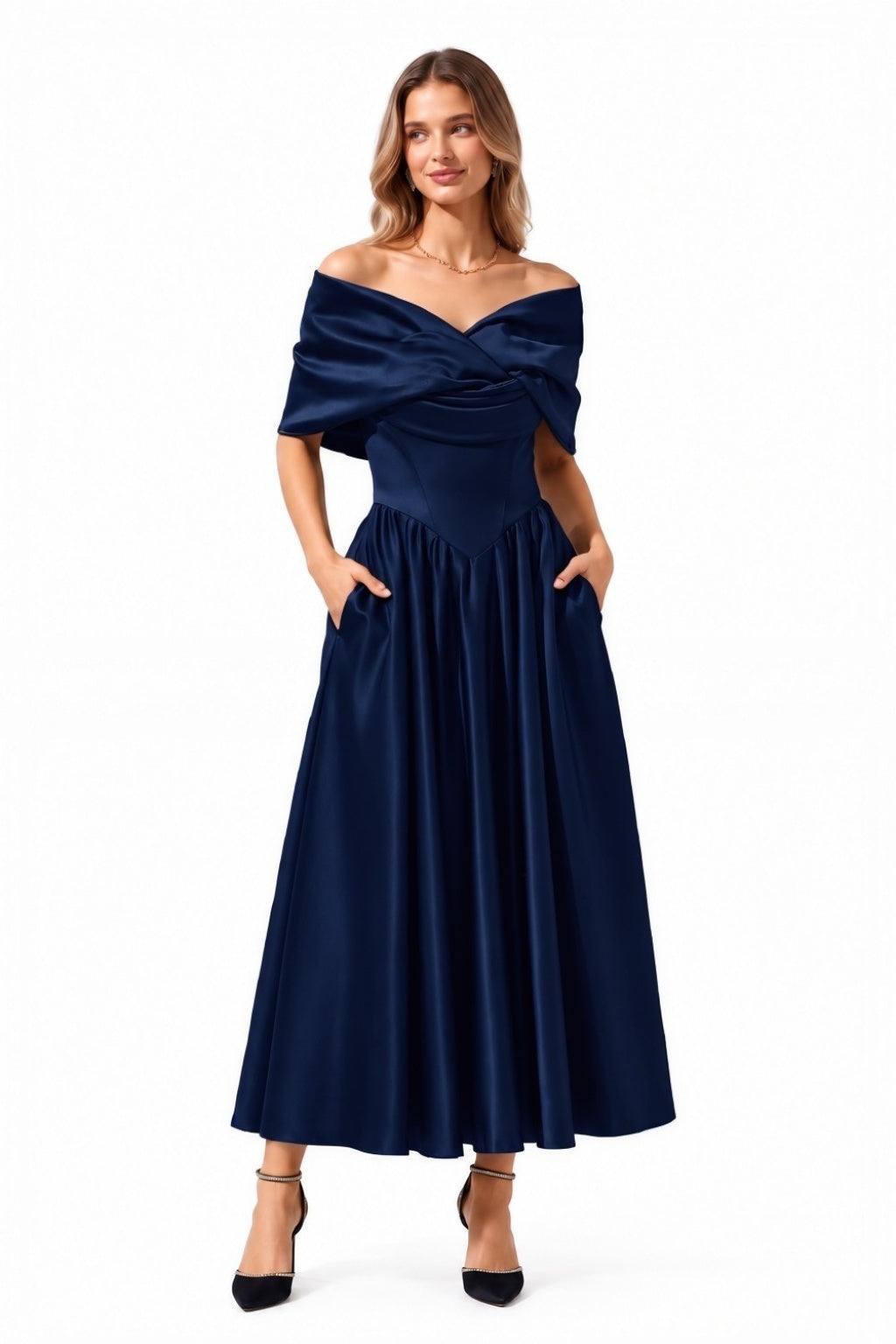 A-Line Ankle Length Satin Special Occasion Dress CS1104
