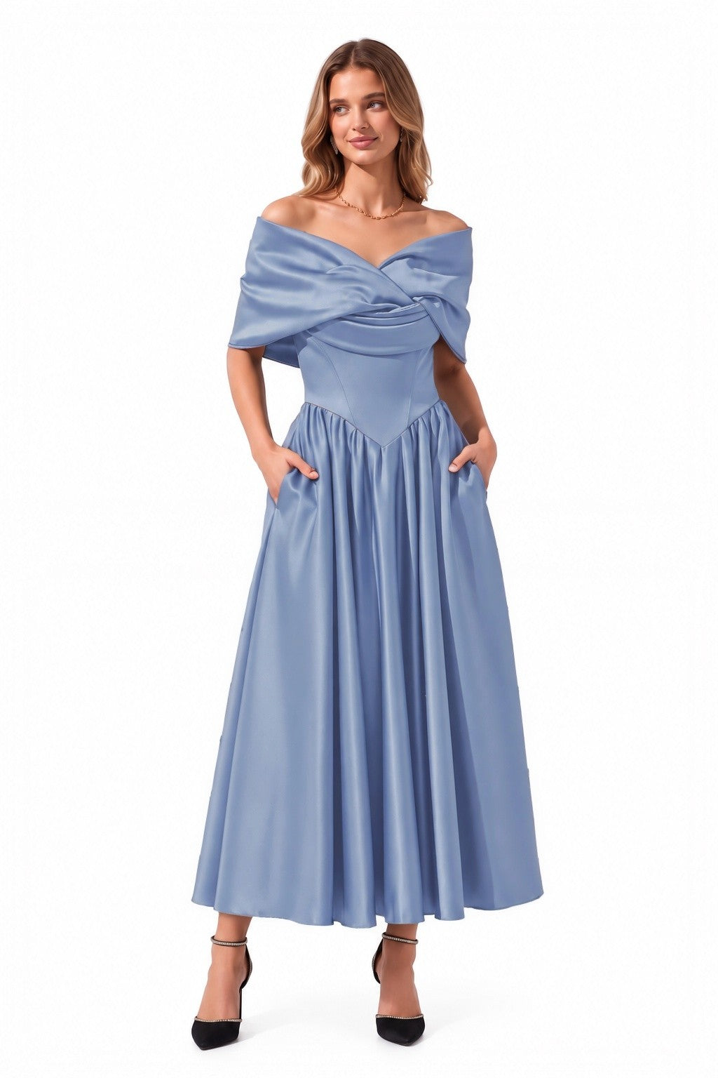 A-Line Ankle Length Satin Special Occasion Dress CS1104