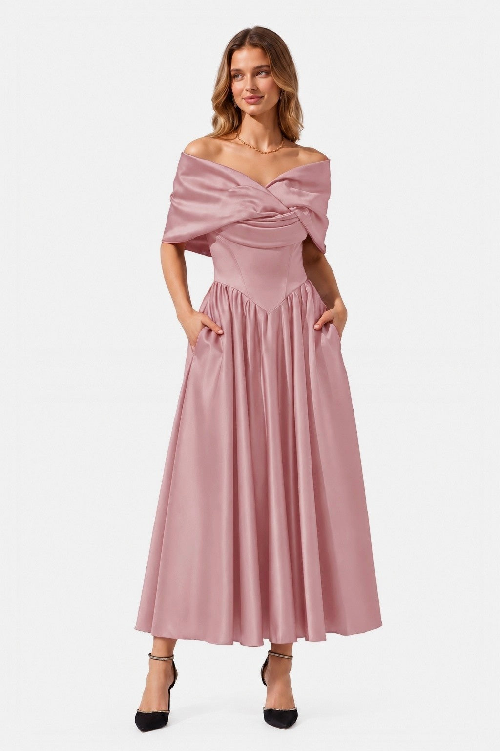 A-Line Ankle Length Satin Special Occasion Dress CS1104