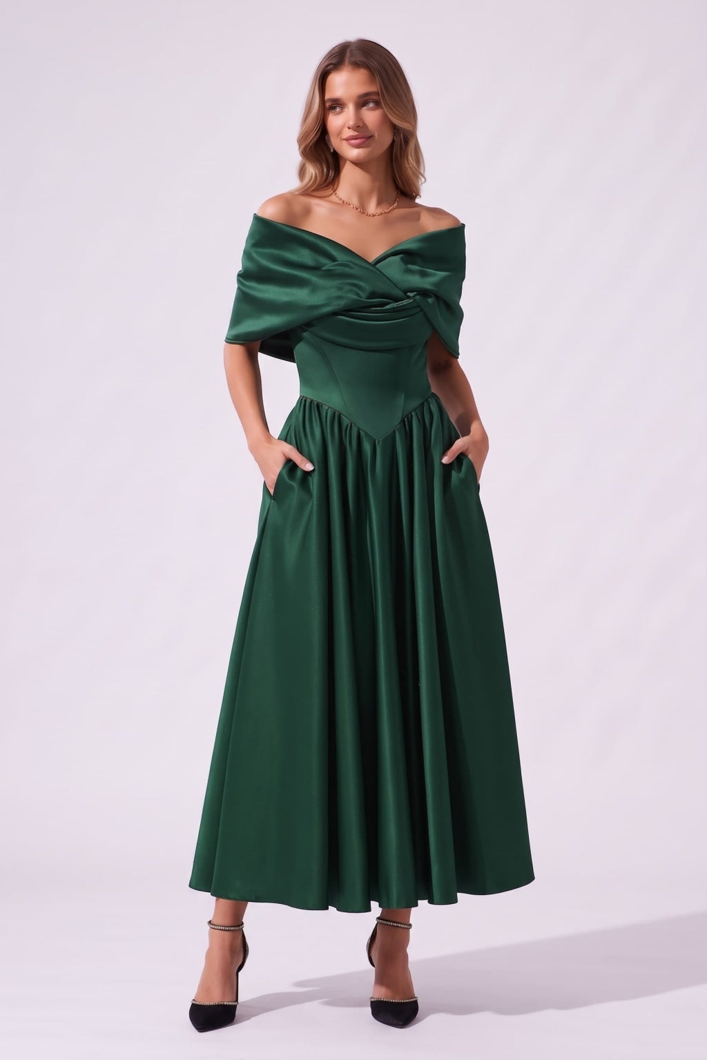 A-Line Ankle Length Satin Special Occasion Dress CS1104