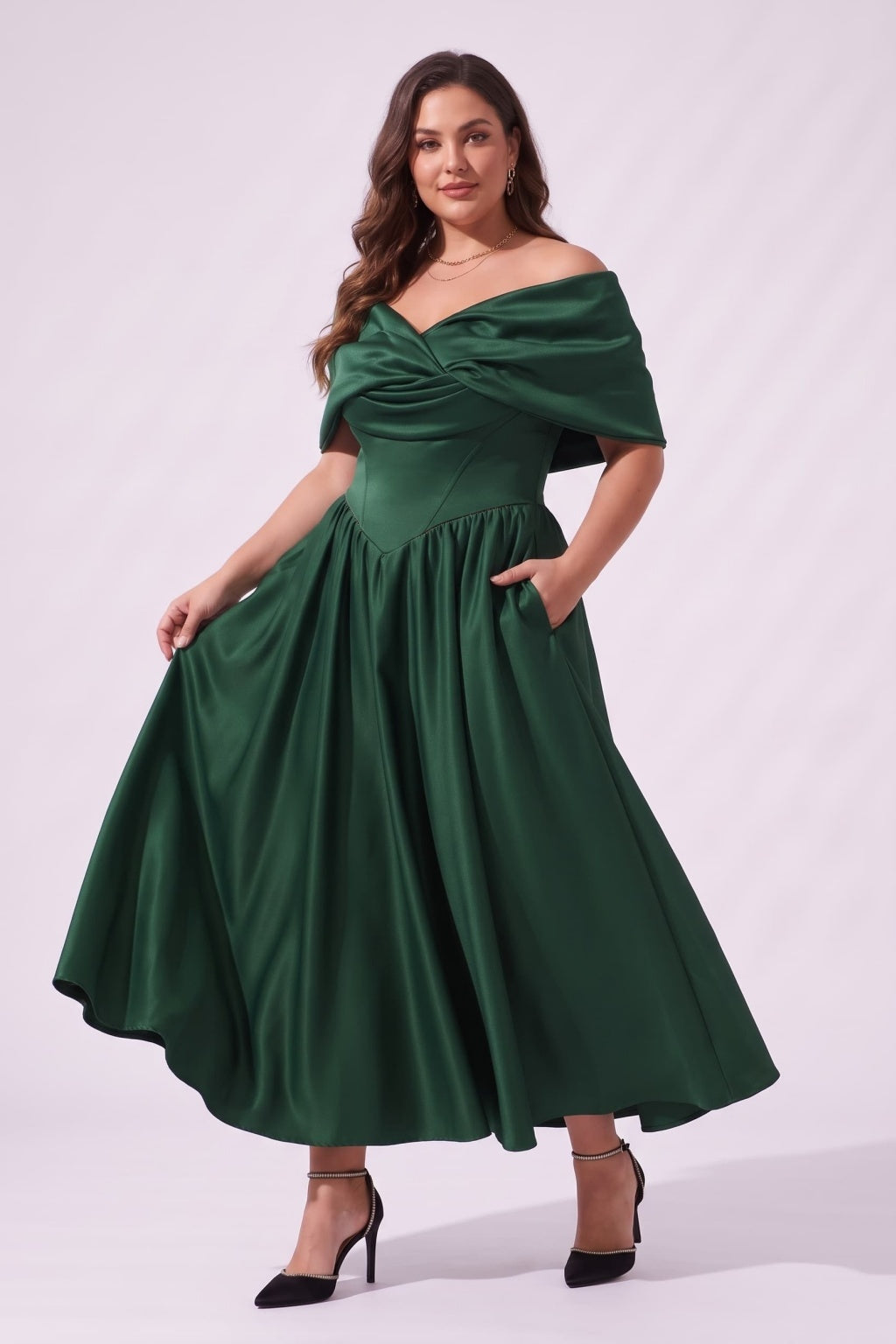 A-Line Ankle Length Satin Special Occasion Dress CS1104