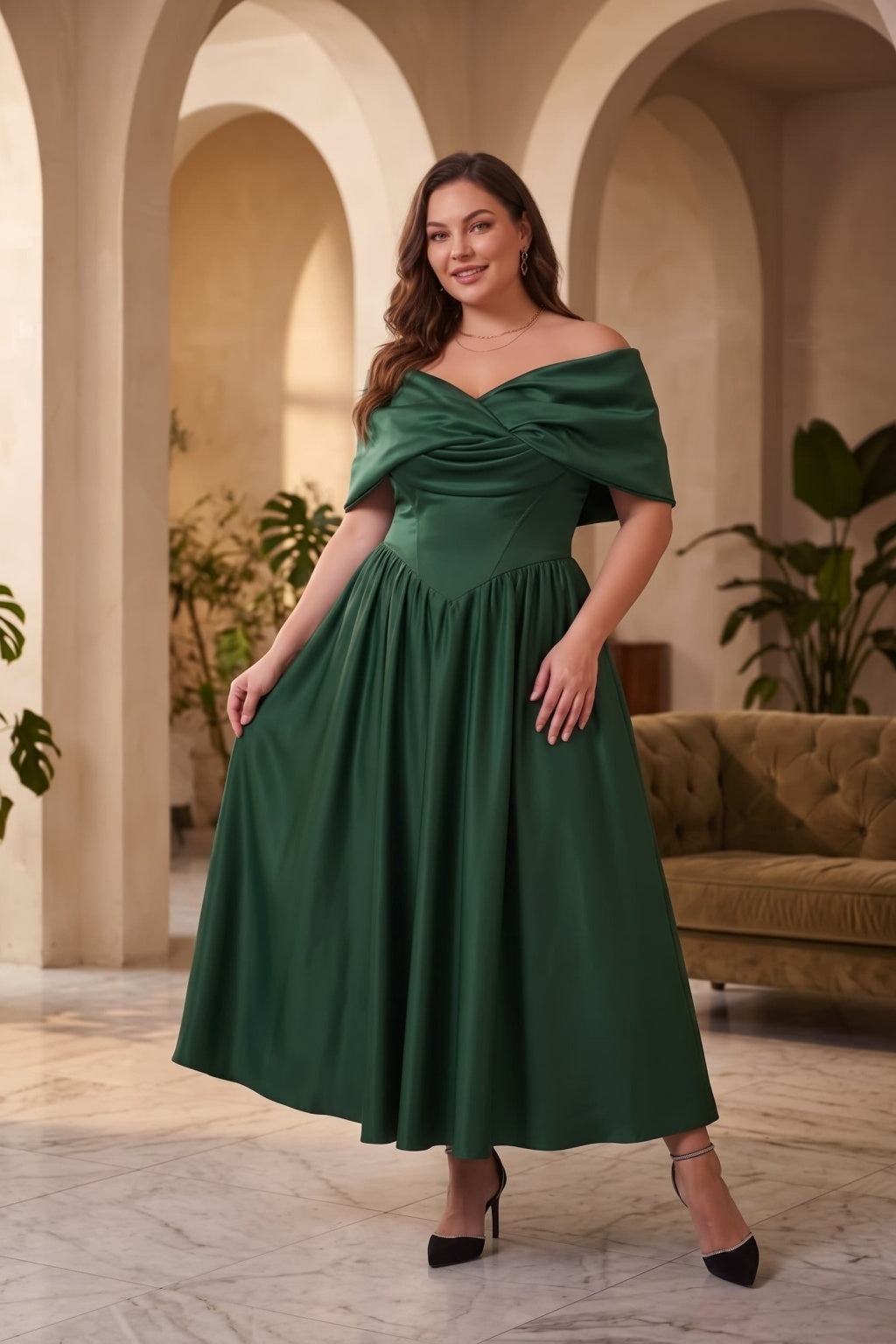 A-Line Ankle Length Satin Special Occasion Dress CS1104