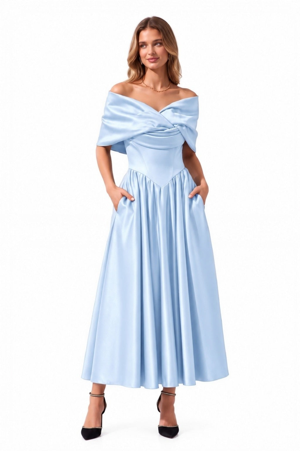 A-Line Ankle Length Satin Special Occasion Dress CS1104
