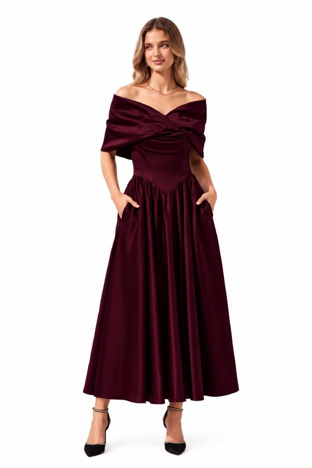 A-Line Ankle Length Satin Special Occasion Dress CS1104