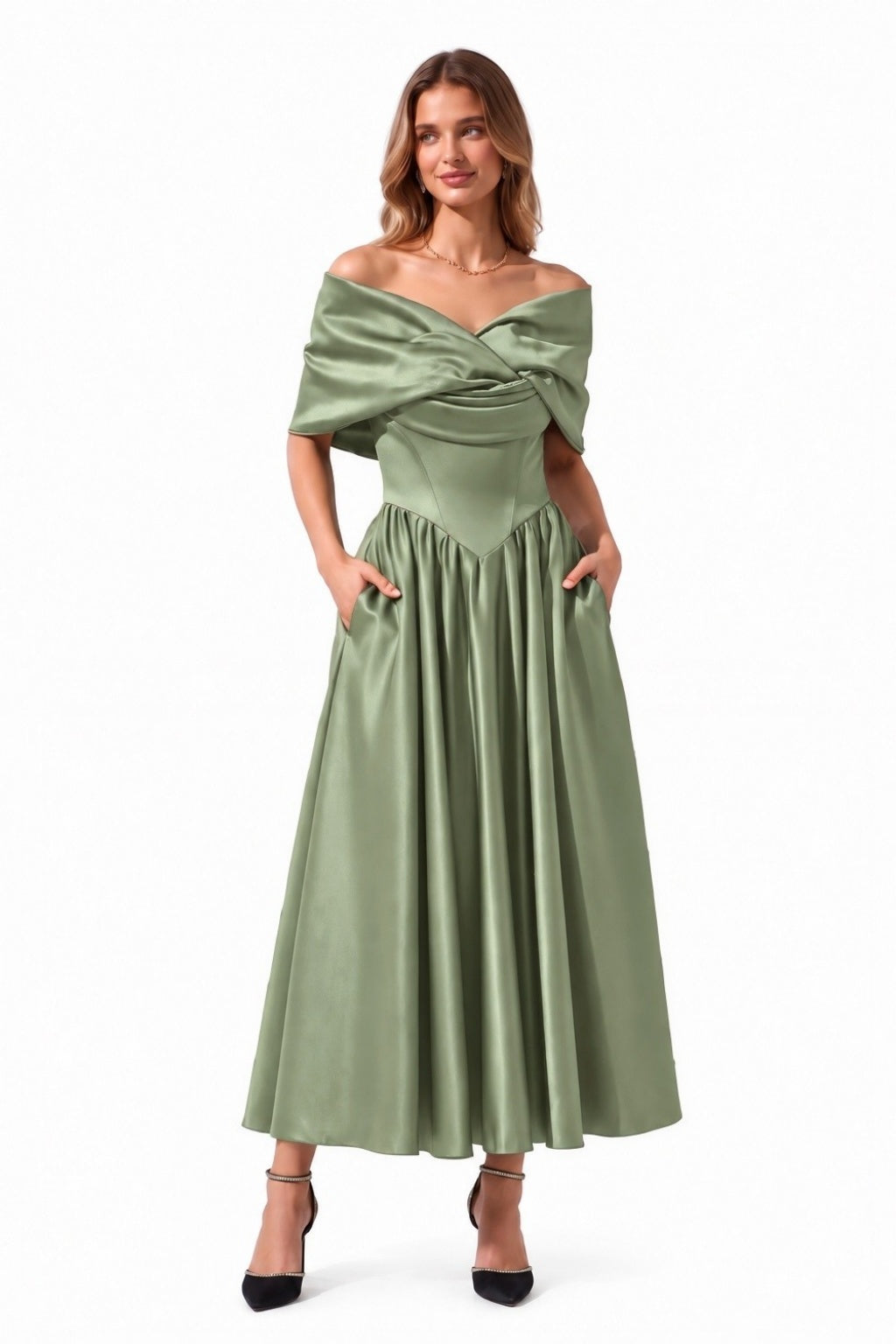 A-Line Ankle Length Satin Special Occasion Dress CS1104