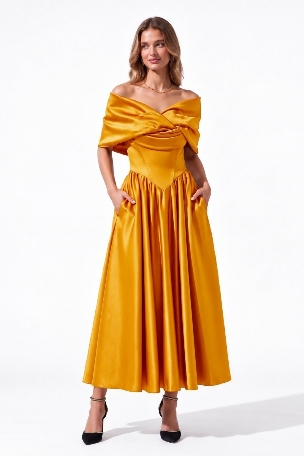 A-Line Ankle Length Satin Special Occasion Dress CS1104