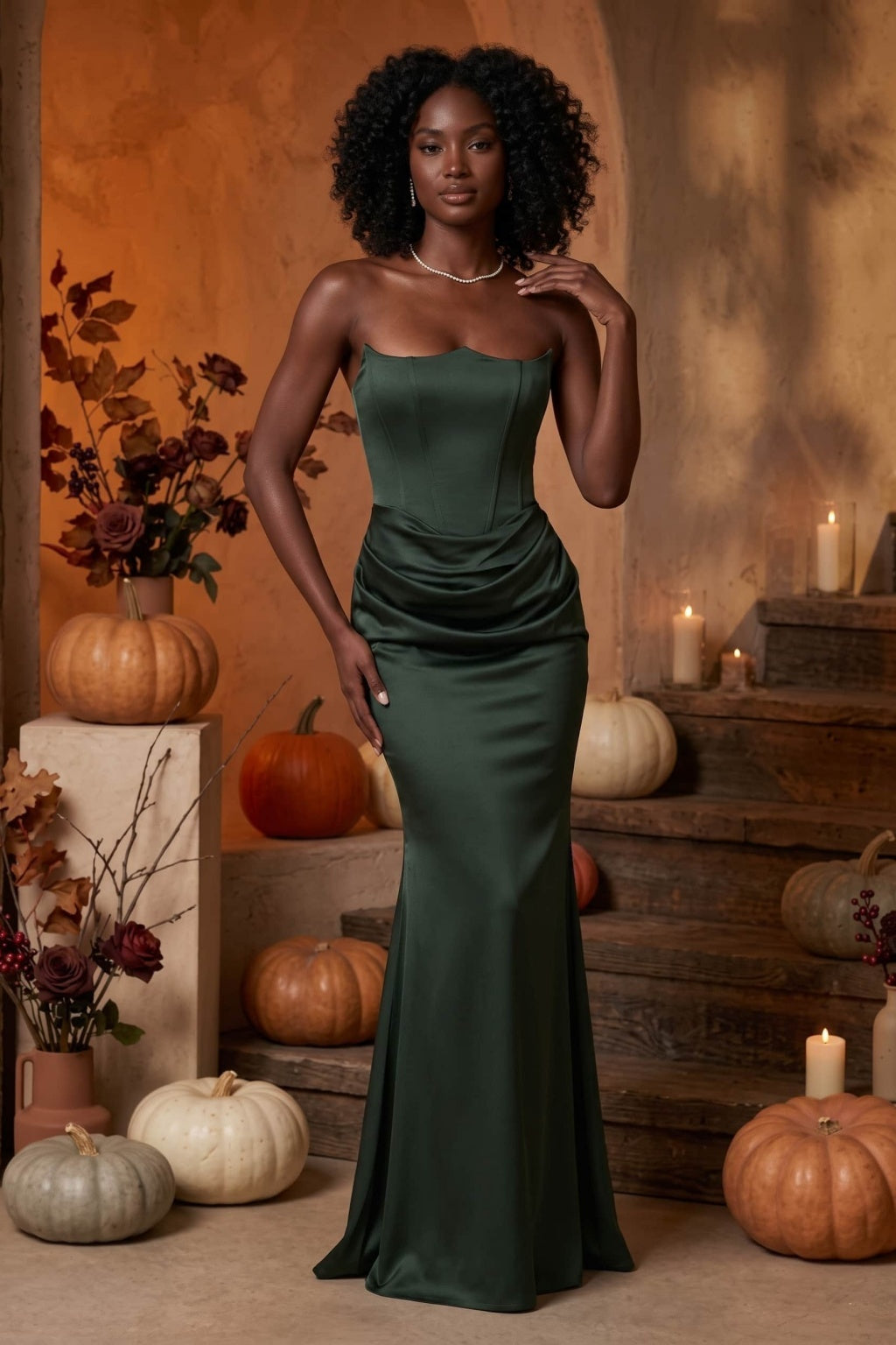 Trumpet-Mermaid Floor Length Acetate Satin Special Occasion Dress CS1105