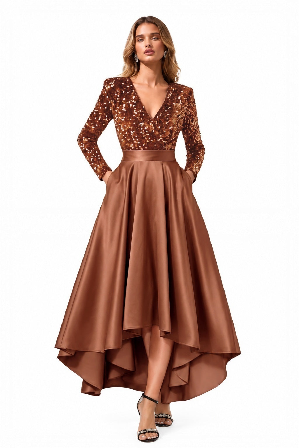 A-Line High-Low Satin Special Occasion Dress CS1106