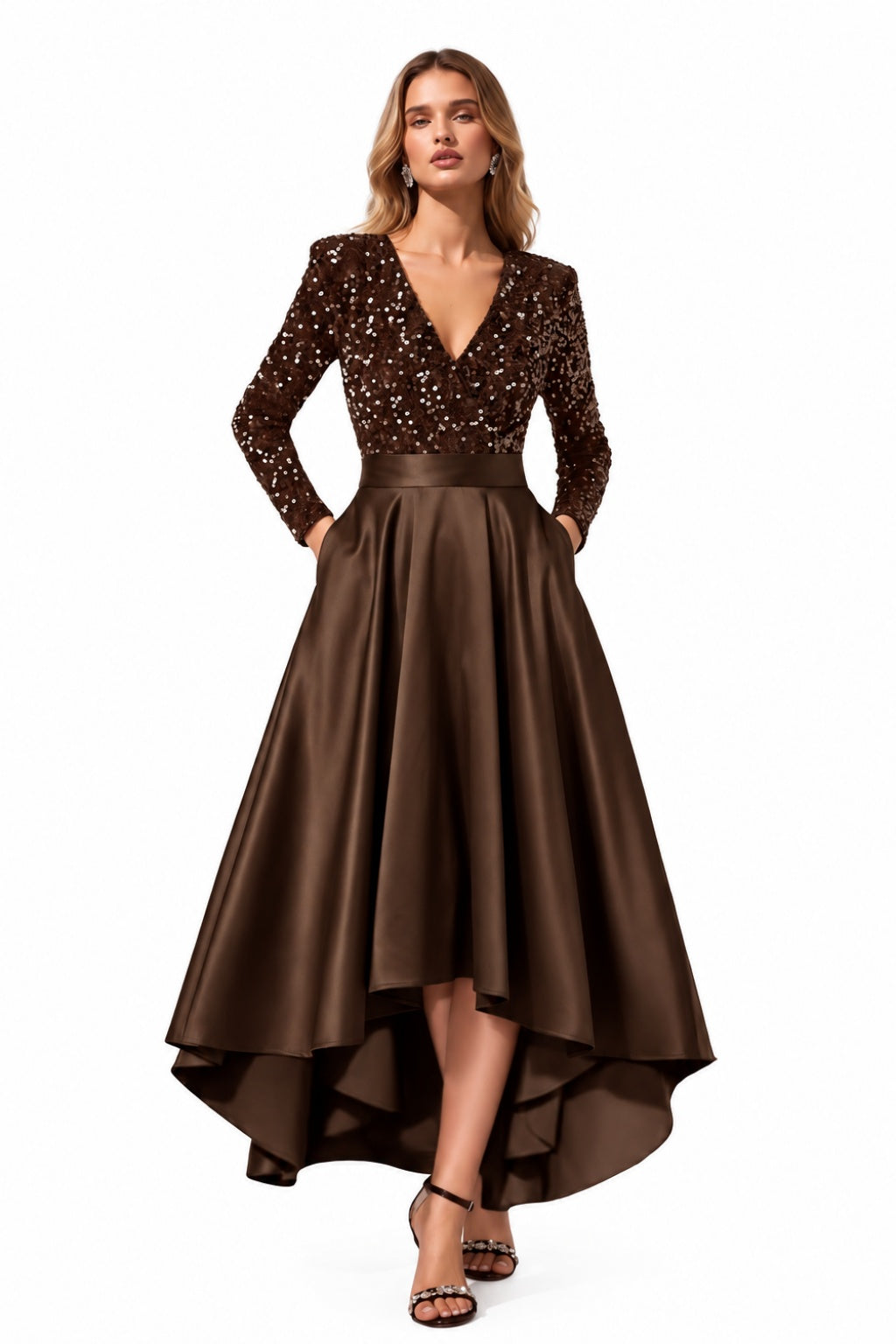 A-Line High-Low Satin Special Occasion Dress CS1106