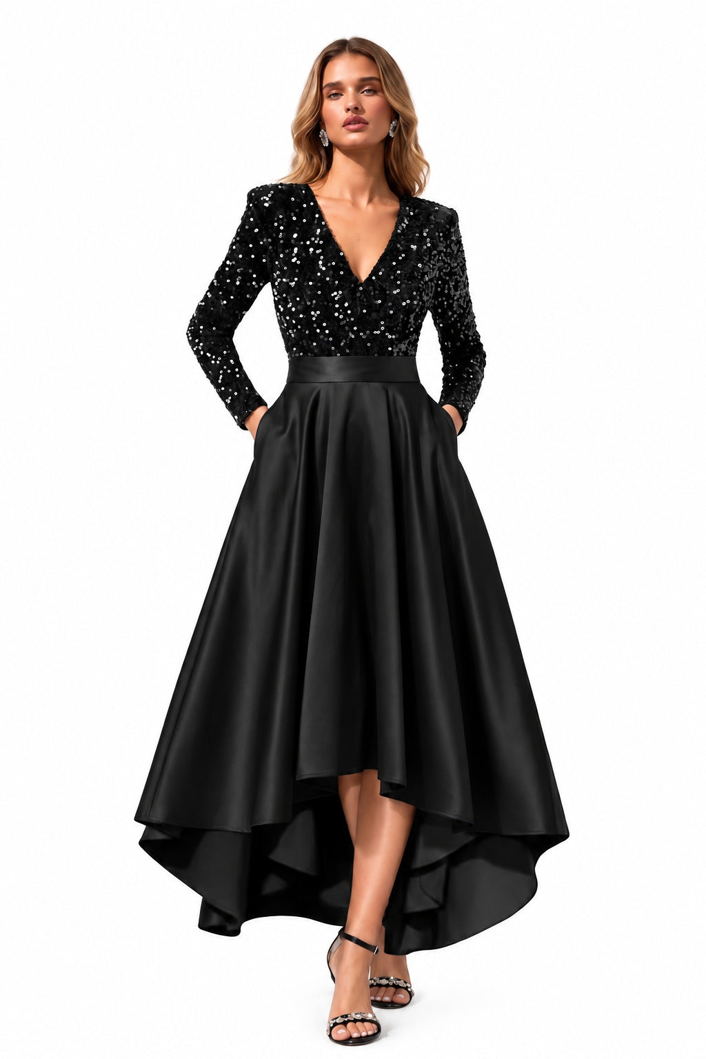 A-Line High-Low Satin Special Occasion Dress CS1106