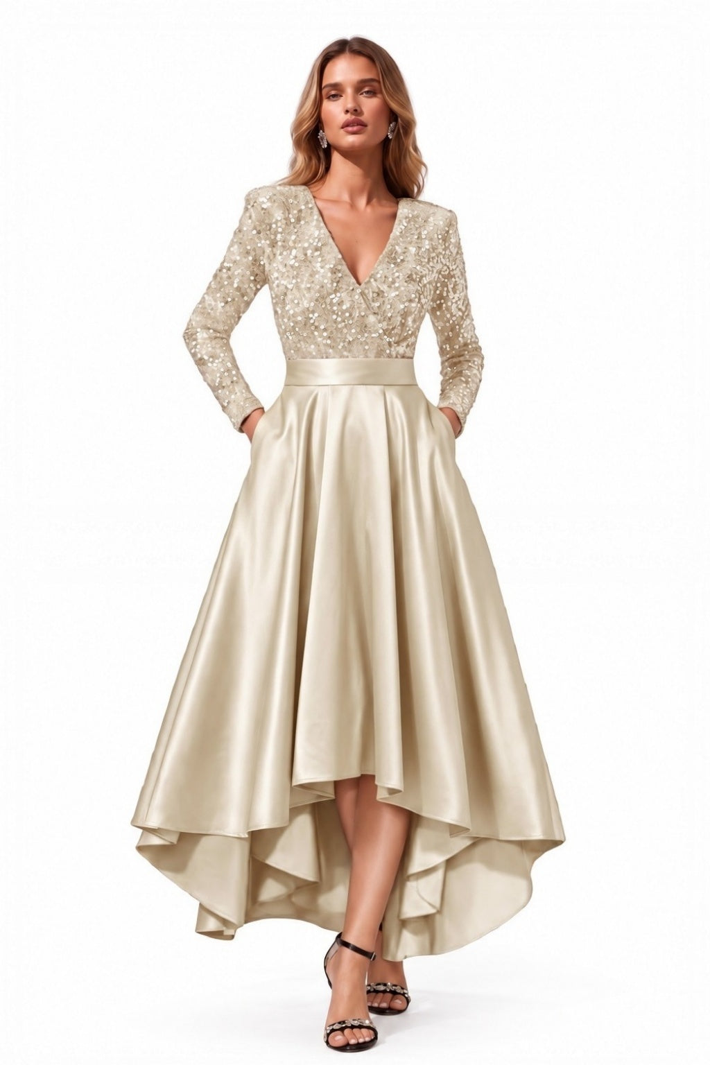 A-Line High-Low Satin Special Occasion Dress CS1106