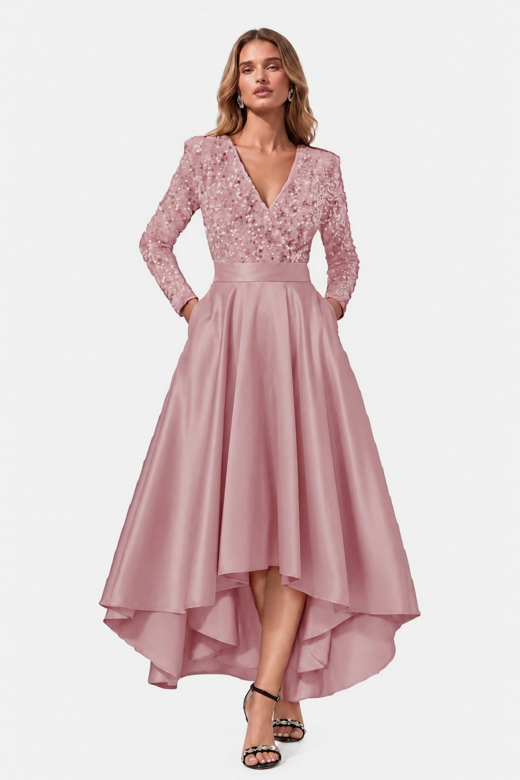 A-Line High-Low Satin Special Occasion Dress CS1106