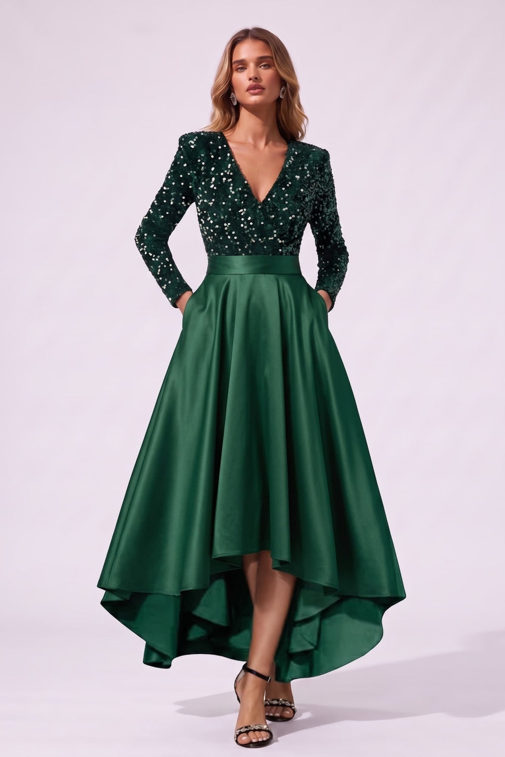 A-Line High-Low Satin Special Occasion Dress CS1106