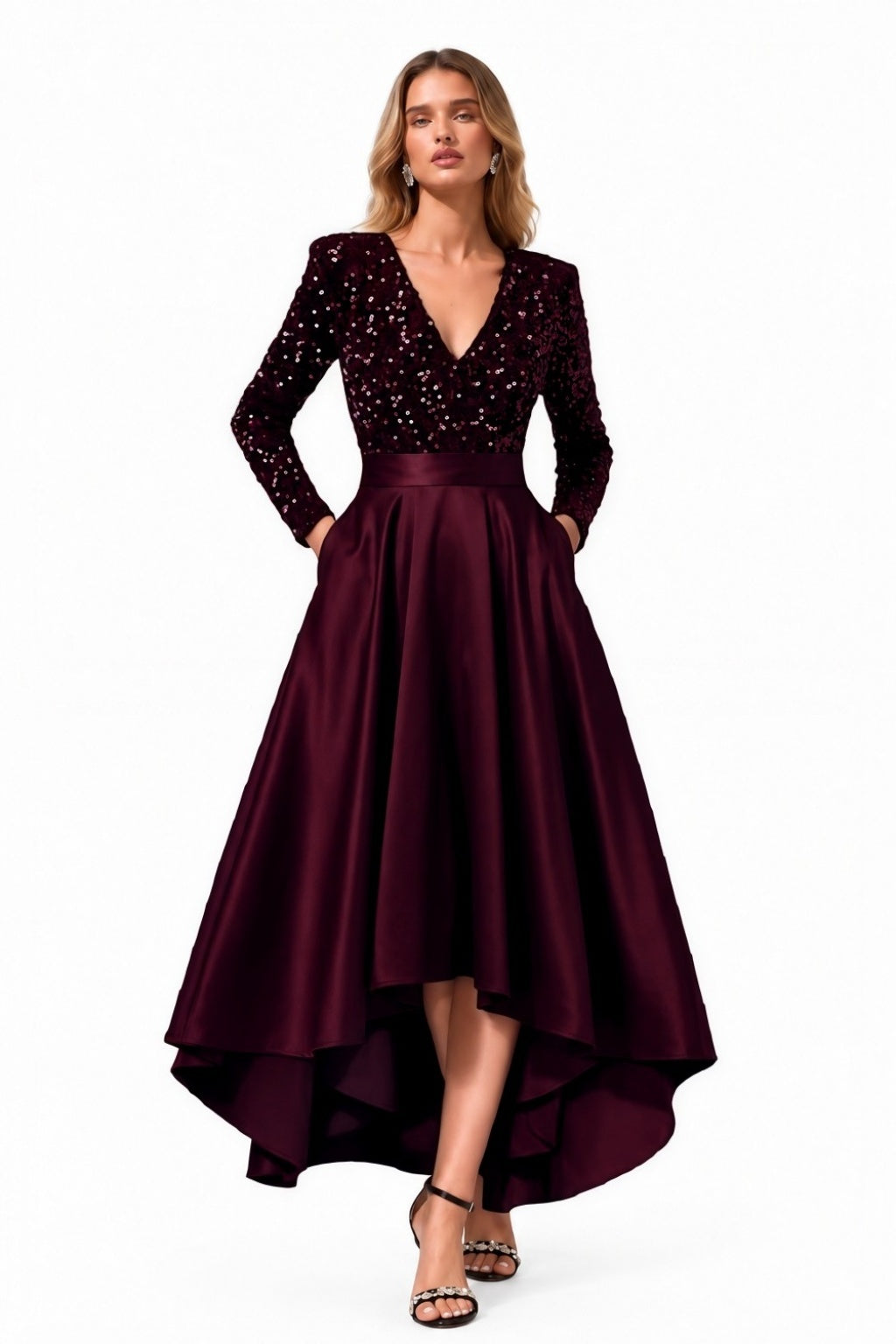 A-Line High-Low Satin Special Occasion Dress CS1106