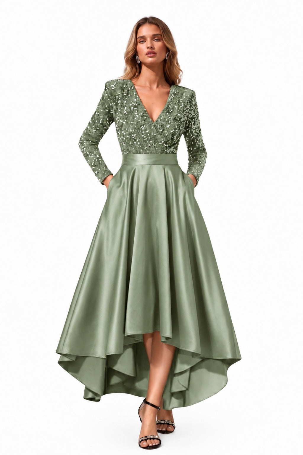 A-Line High-Low Satin Special Occasion Dress CS1106