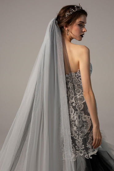 Two-tier Lace Edge Tulle Cathedral Veils Appliques CV0191 - COCOMELODY