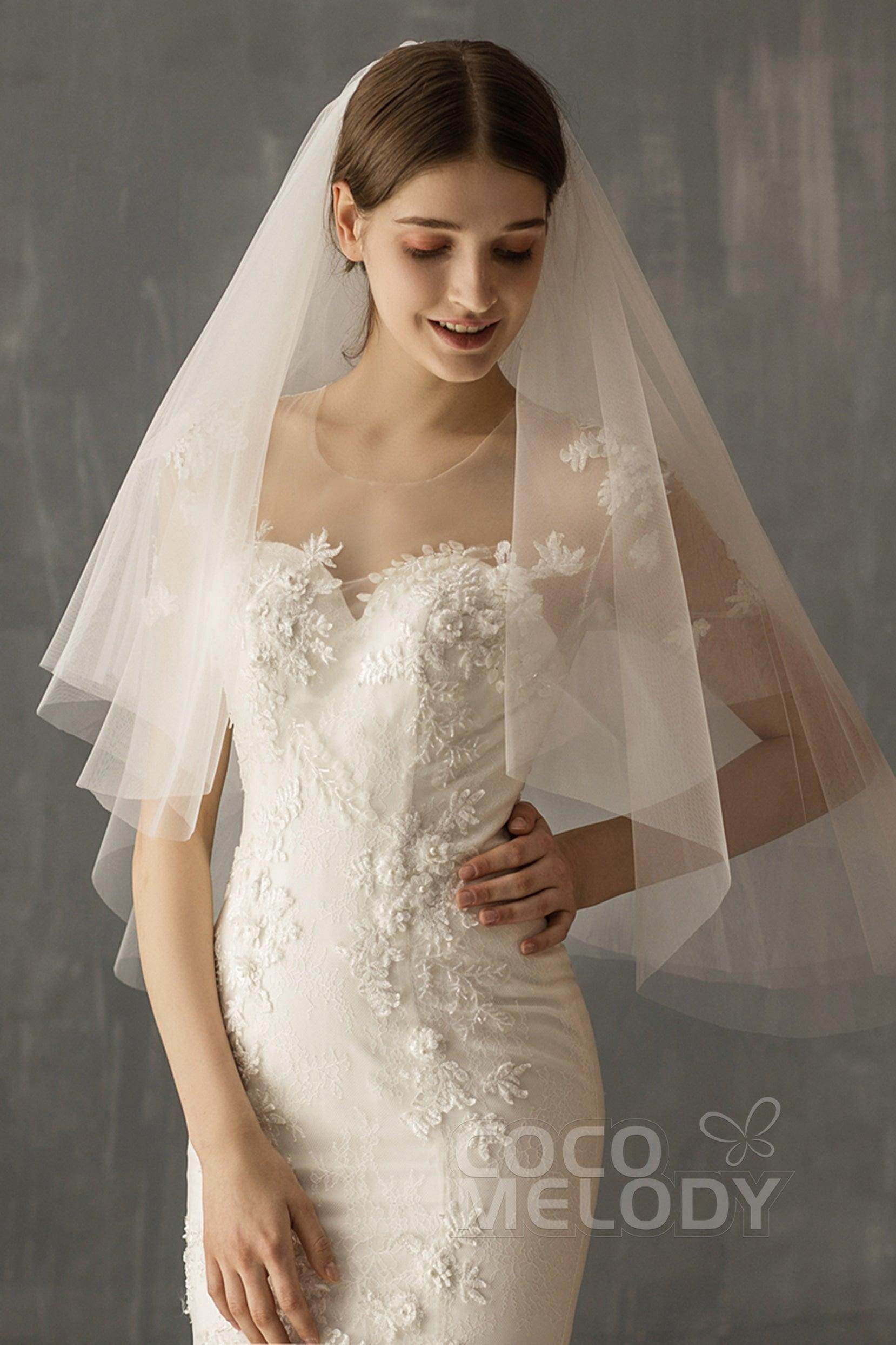 Two-tier Cut Edge Voile Waist Veils CV0221 - COCOMELODY