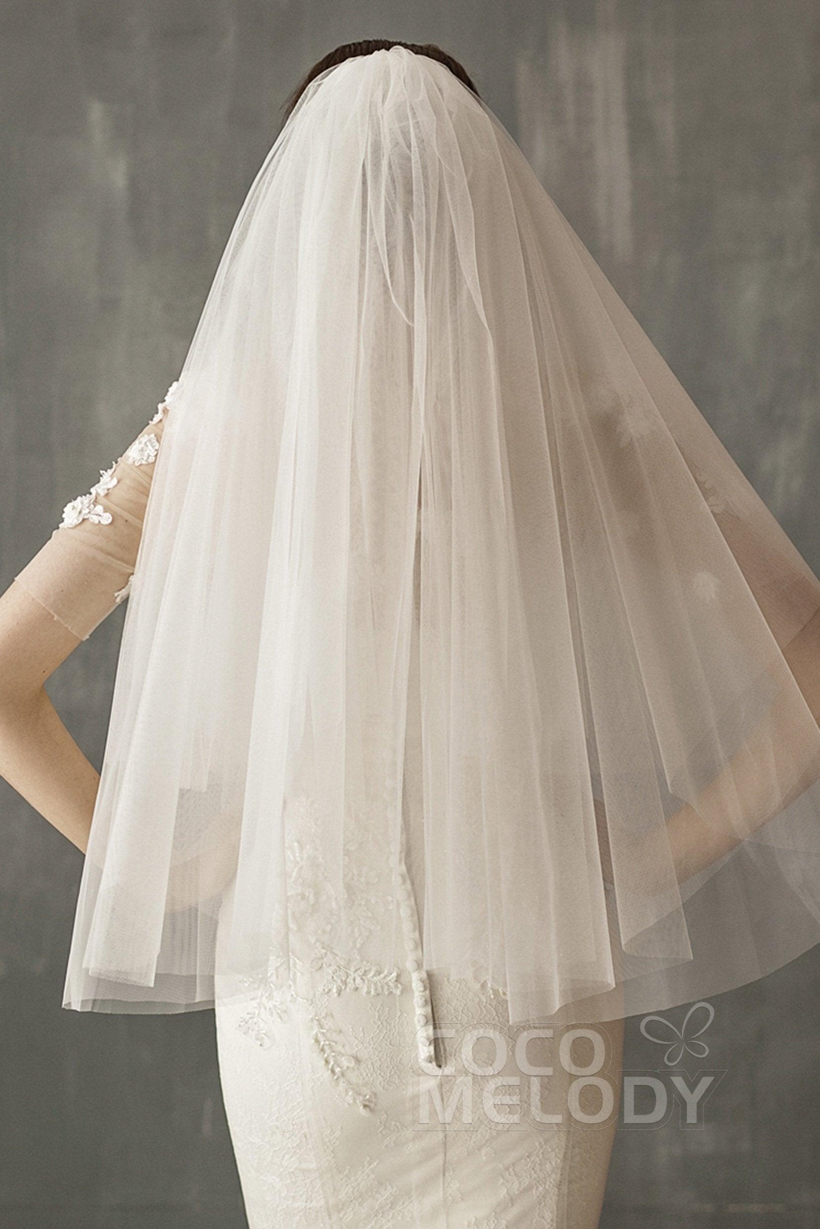 Two-tier Cut Edge Voile Waist Veils CV0221 - COCOMELODY