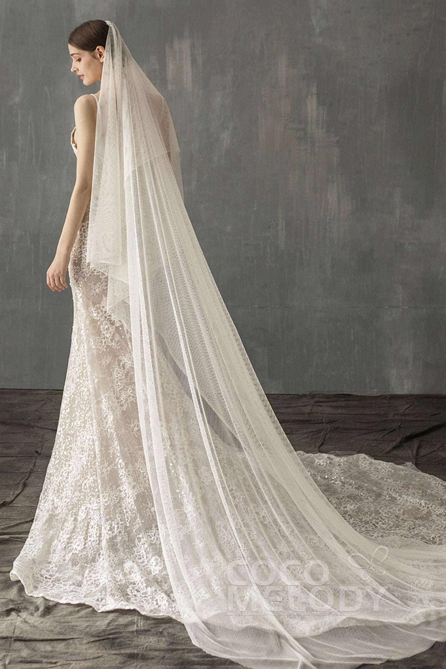 Two-tier Cut Edge Tulle Chapel Veils CV0223 - COCOMELODY