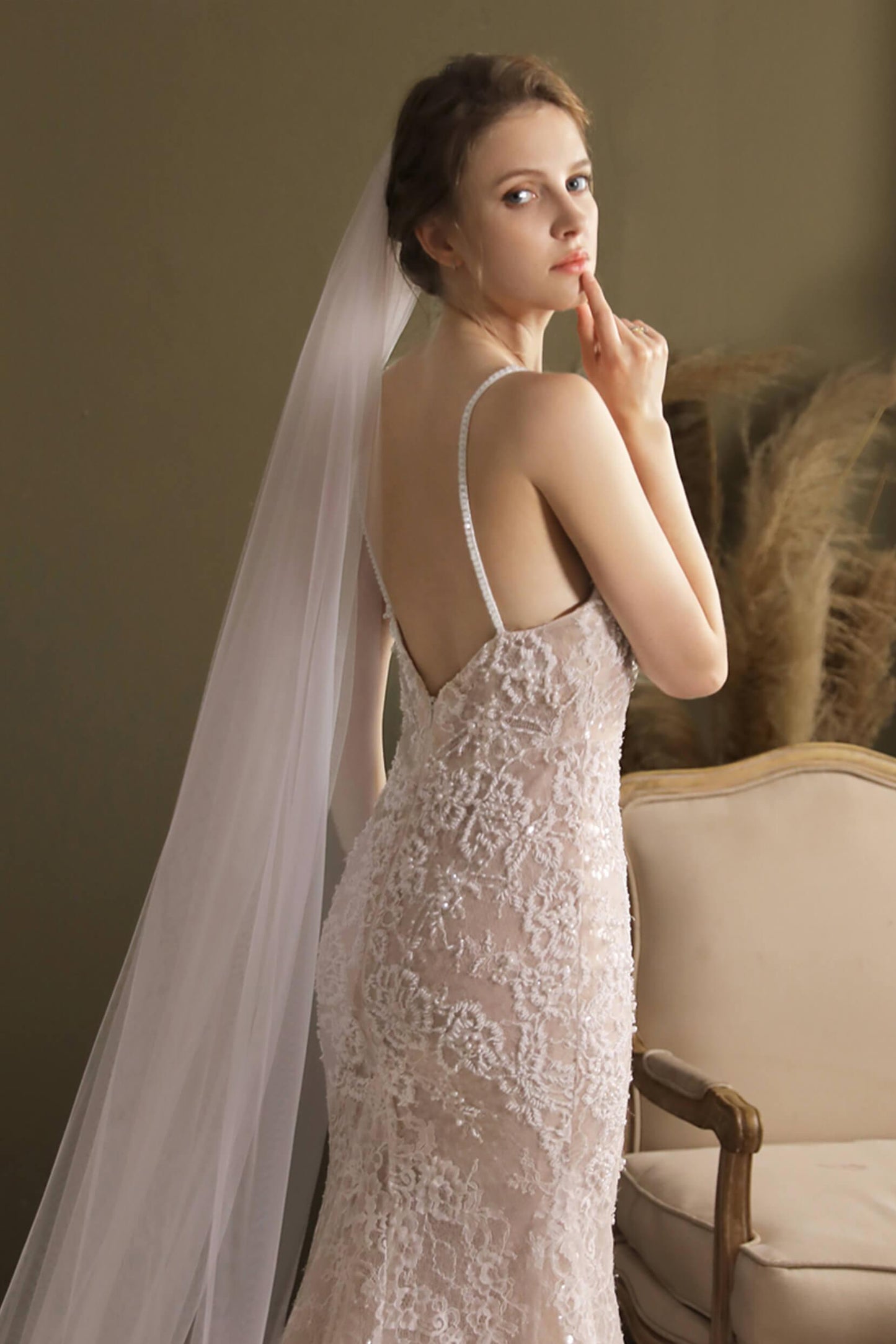 One-tier Cut Edge Tulle Chapel Veils CV0266