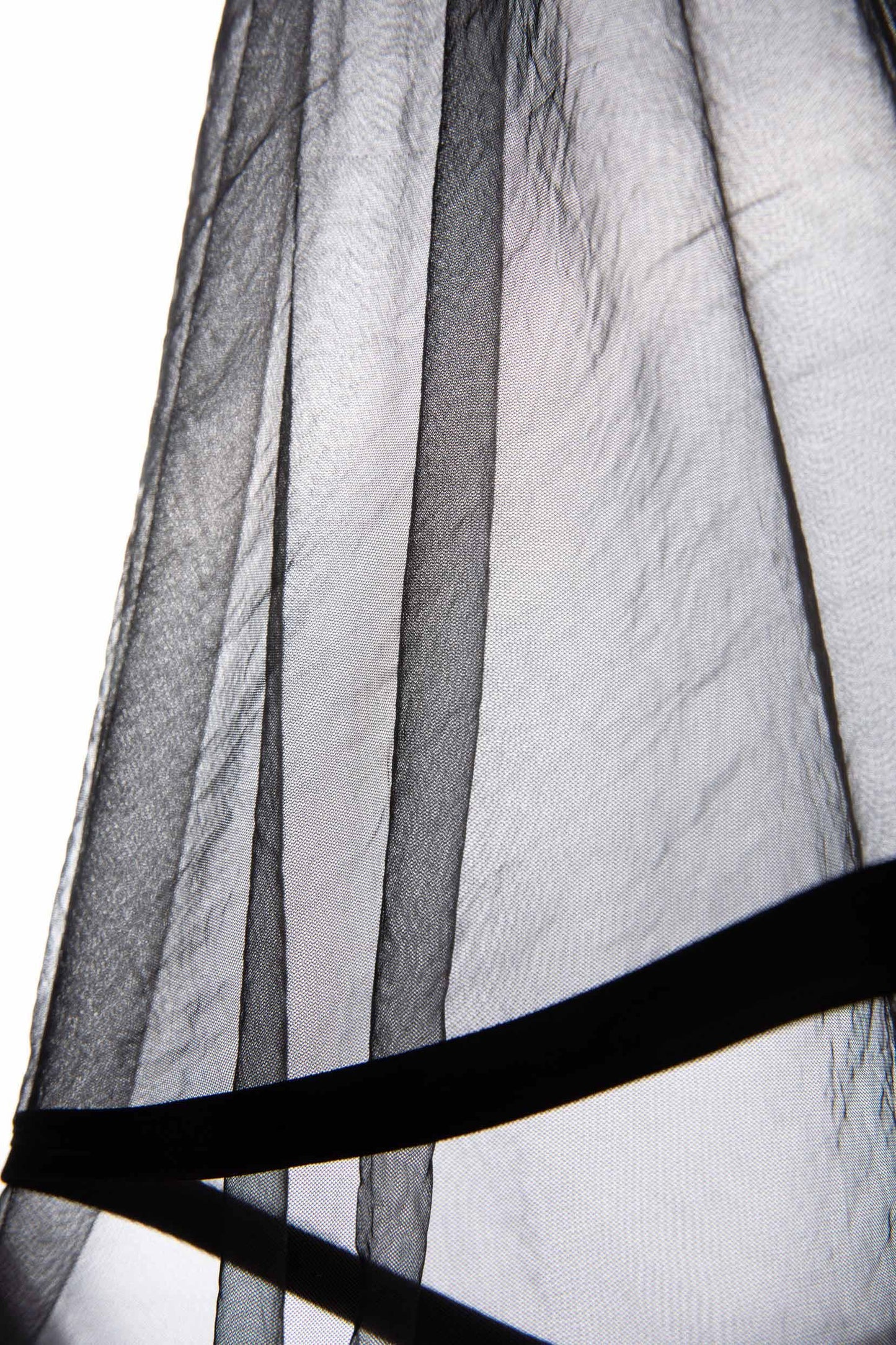 One-tier Ribbon Edge Tulle Hip Veils with Ribbons CV0281 - COCOMELODY