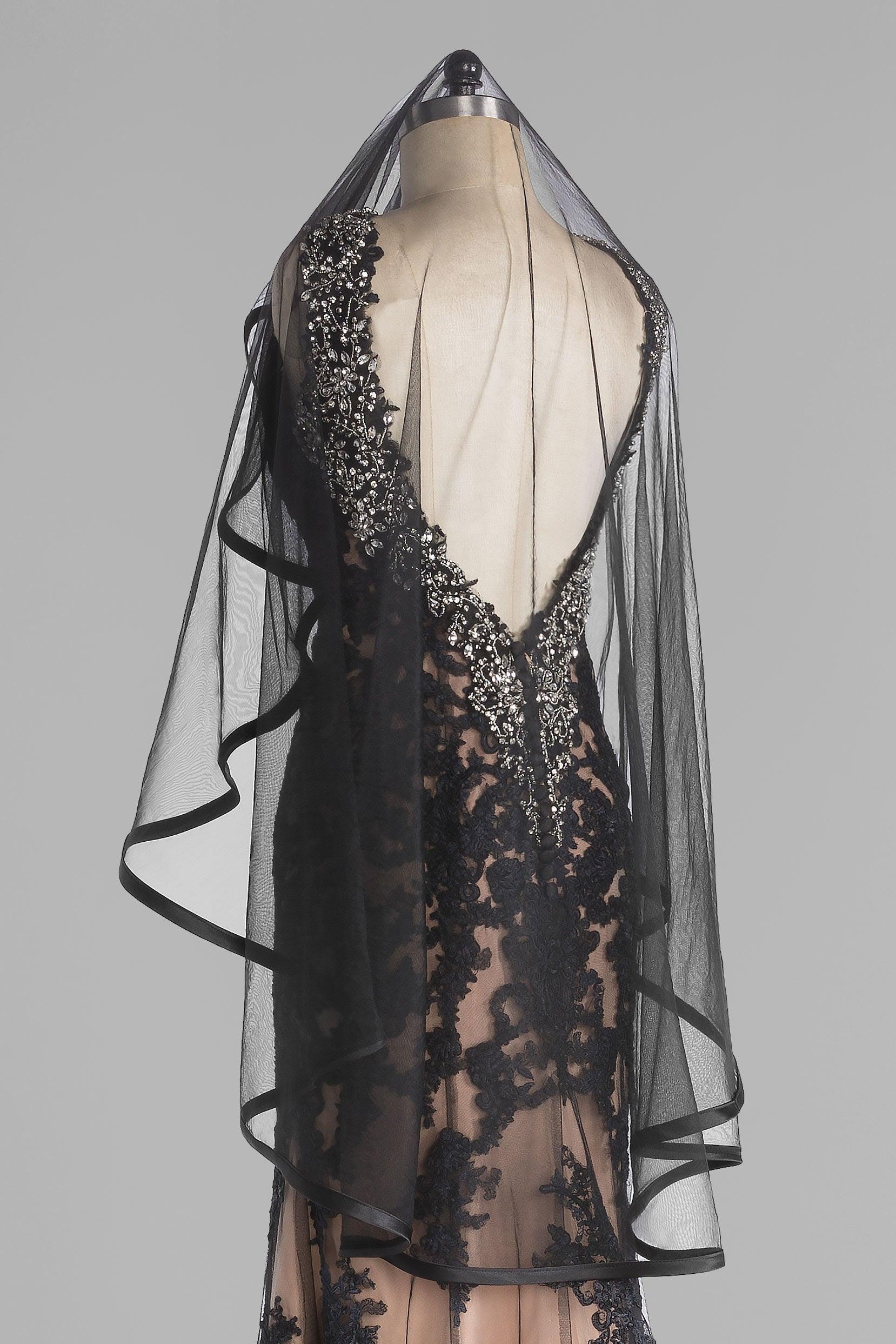 One-tier Ribbon Edge Tulle Hip Veils with Ribbons CV0281 - COCOMELODY