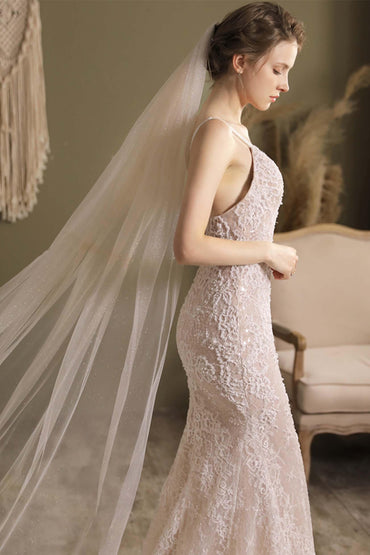 One-tier Cut Edge Tulle Cathedral Veils CV0296