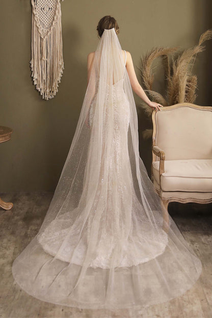 One-tier Cut Edge Tulle Cathedral Veils CV0296