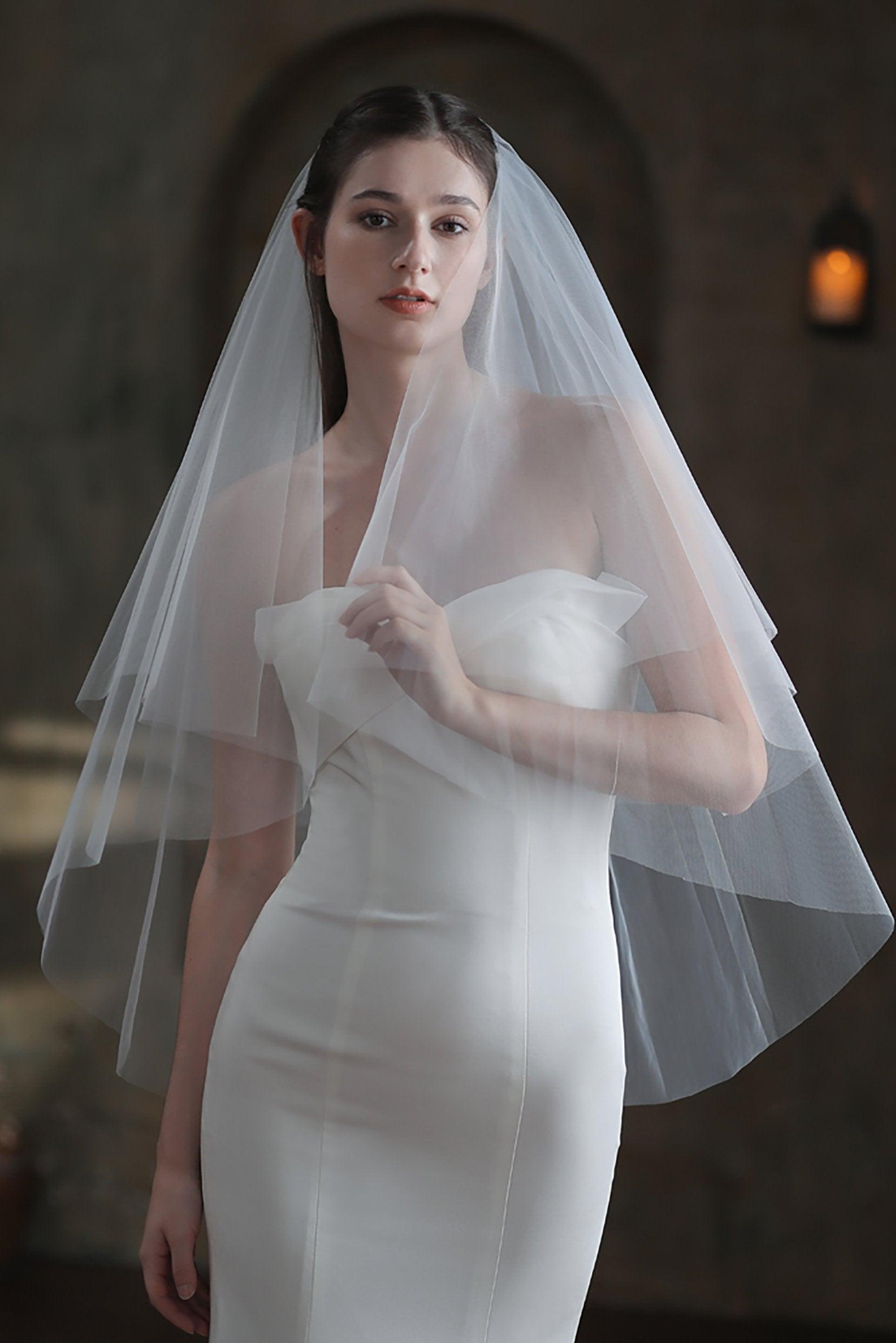 Two-tier Cut Edge Tulle Hip Veils CV0306 - COCOMELODY