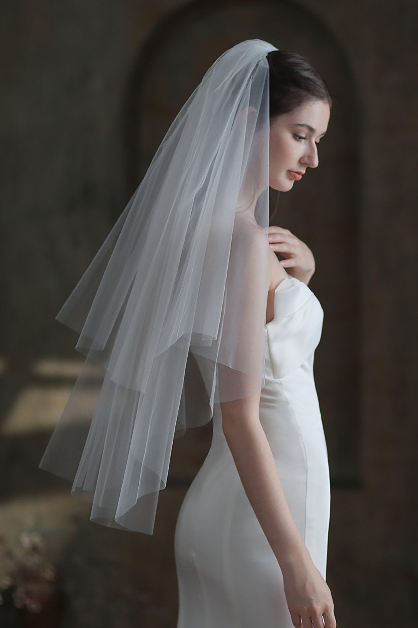 Two-tier Cut Edge Tulle Hip Veils CV0306 - COCOMELODY