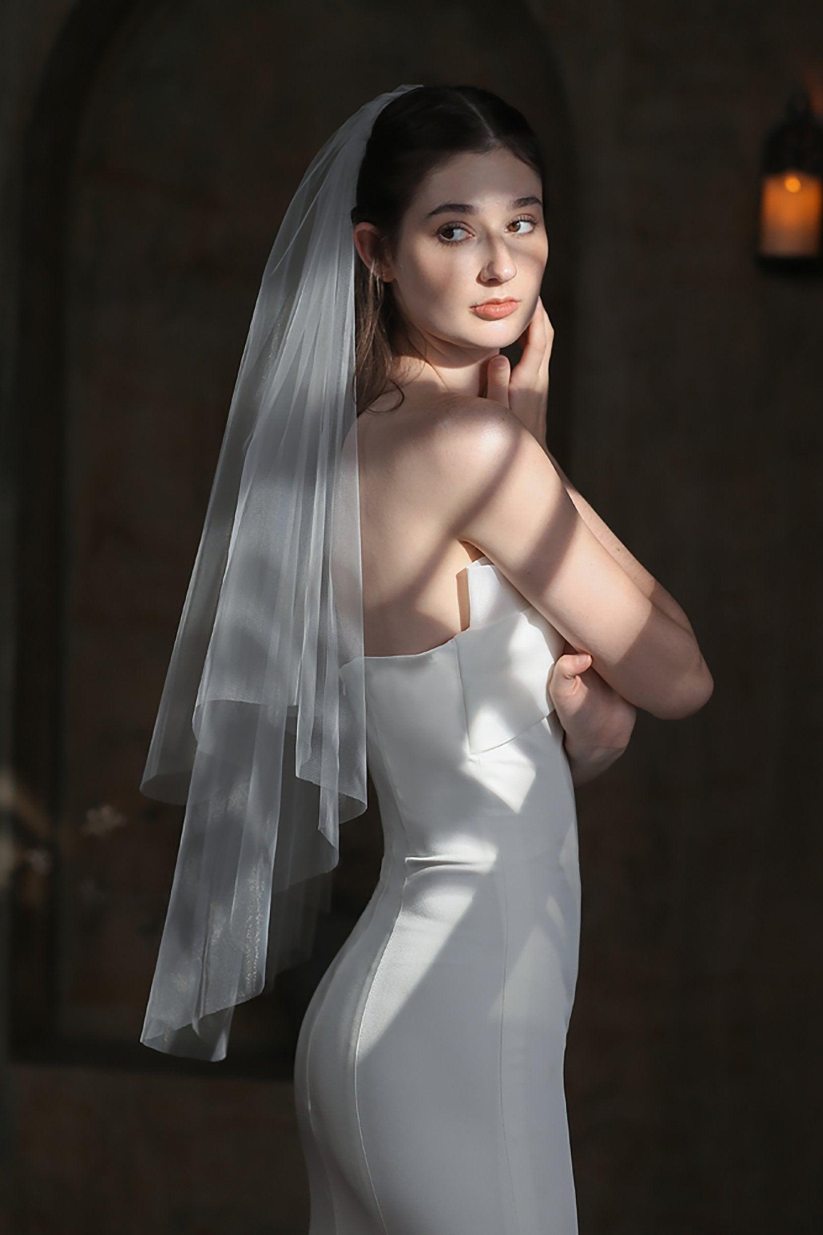Two-tier Cut Edge Tulle Hip Veils CV0306 - COCOMELODY