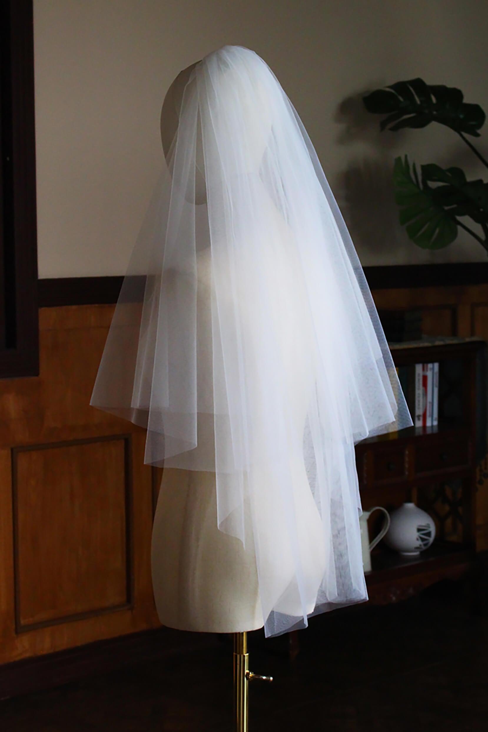 Two-tier Cut Edge Tulle Hip Veils CV0306 - COCOMELODY