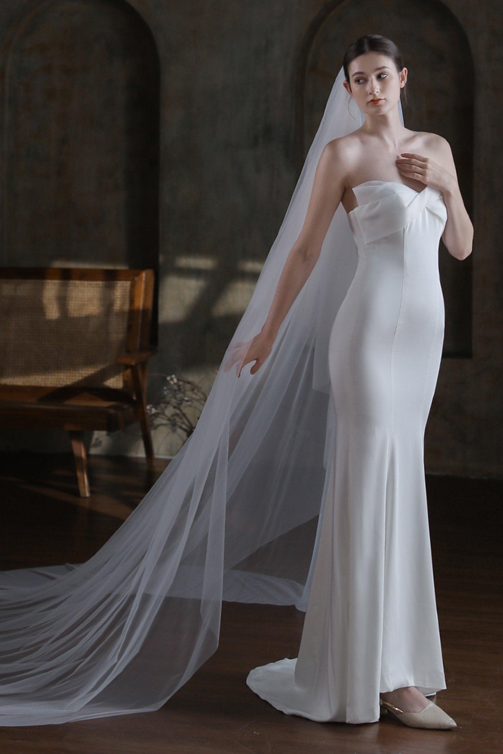 Two-tier Cut Edge Tulle Cathedral Veils with CV0322 - COCOMELODY