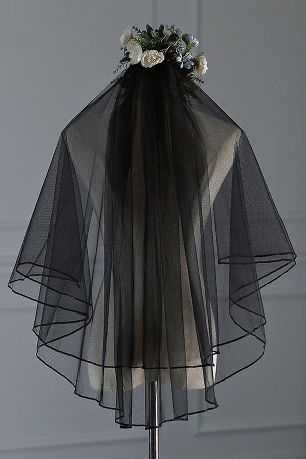 Two-tier Ribbon Edge Tulle Hip Veils with CV0344 - COCOMELODY