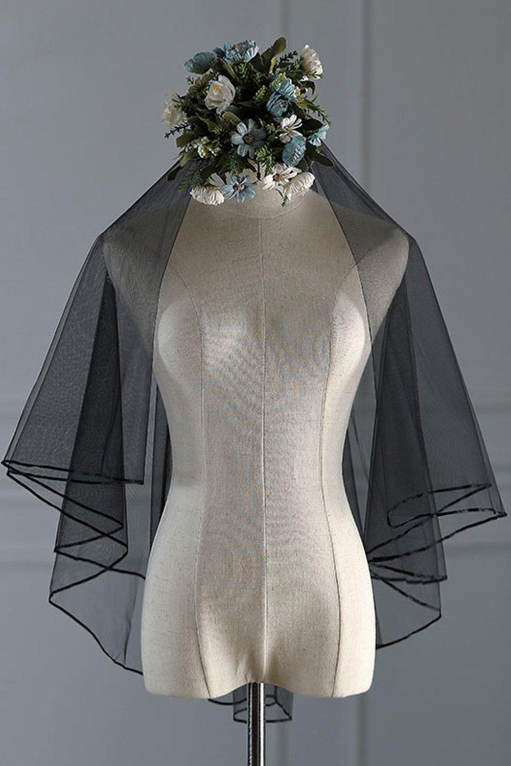 Two-tier Ribbon Edge Tulle Hip Veils with CV0344 - COCOMELODY