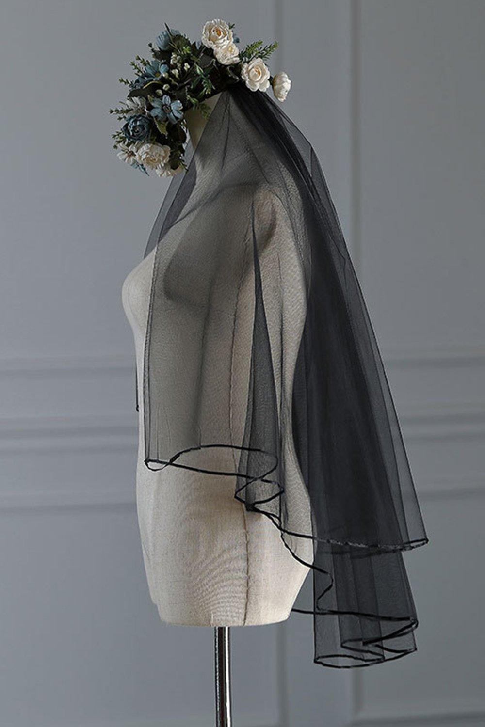 Two-tier Ribbon Edge Tulle Hip Veils with CV0344 - COCOMELODY