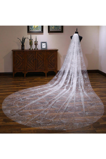 One-tier Cut Edge Tulle Cathedral Veils with Glitter Powder CV0363 - COCOMELODY